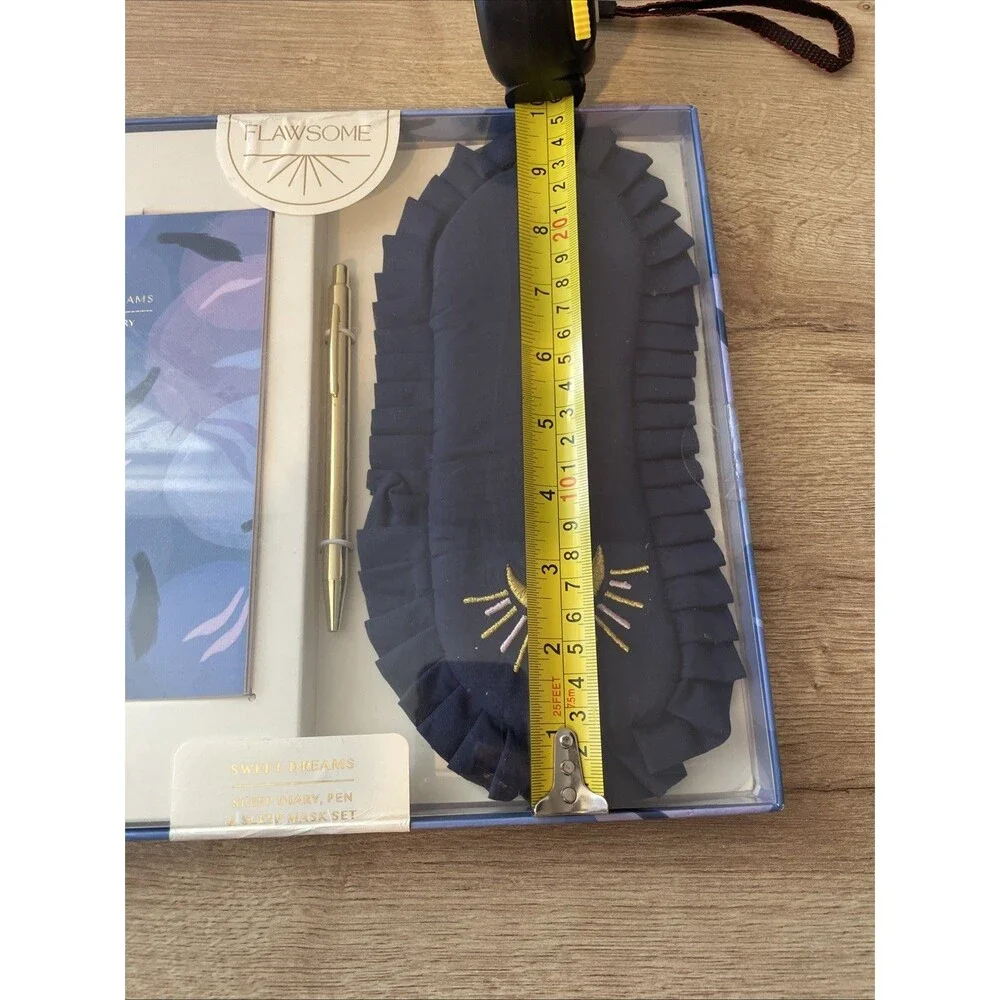 Flawsome Sweet Dreams Sleep Diary, Cotton Sleep Mask & Pen Set Navy Blue Gold